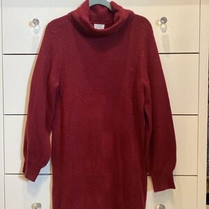 JCrew Women’s Turtleneck Sweater Dress, Size M, Crimson/Burgundy Color